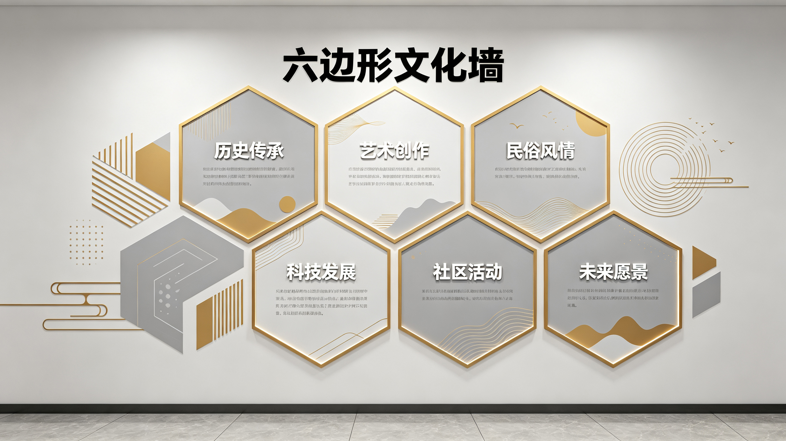 进贤企业文化墙 | 六边形信息美学